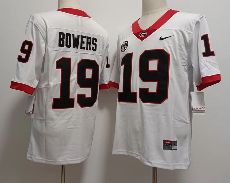 Men Georgia Bulldogs #19 Bowers White 2024 Nike Vapor NCAA Jersey style 1->ncaa teams->NCAA Jersey